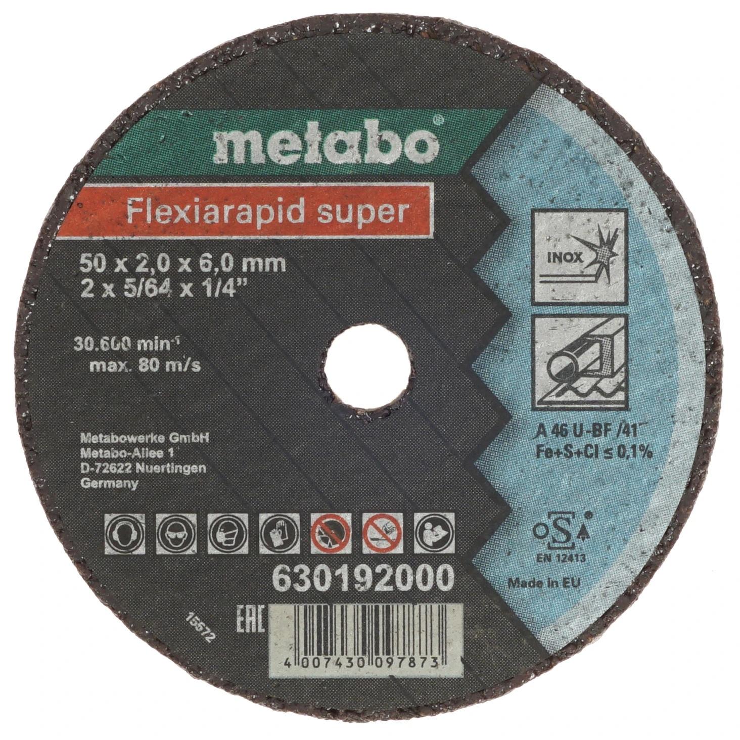 Диск абразивный отрезной METABO Flexiarapid super 50x2,0x6,0 мм (630192000)